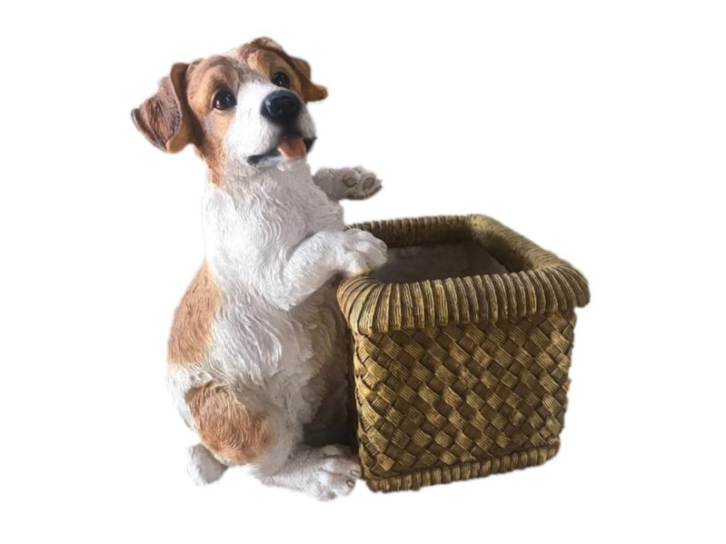 Собака с корзиной, декоративная интерьерная фигура